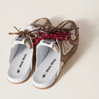 530 SL Mules – Cuir Blanchi & Semelle Gomme Cannelle Gris Travertin