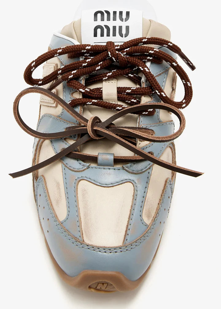 530 SL Mules – Cuir Blanchi & Semelle Gomme Bleu Ciel Gris Travertin