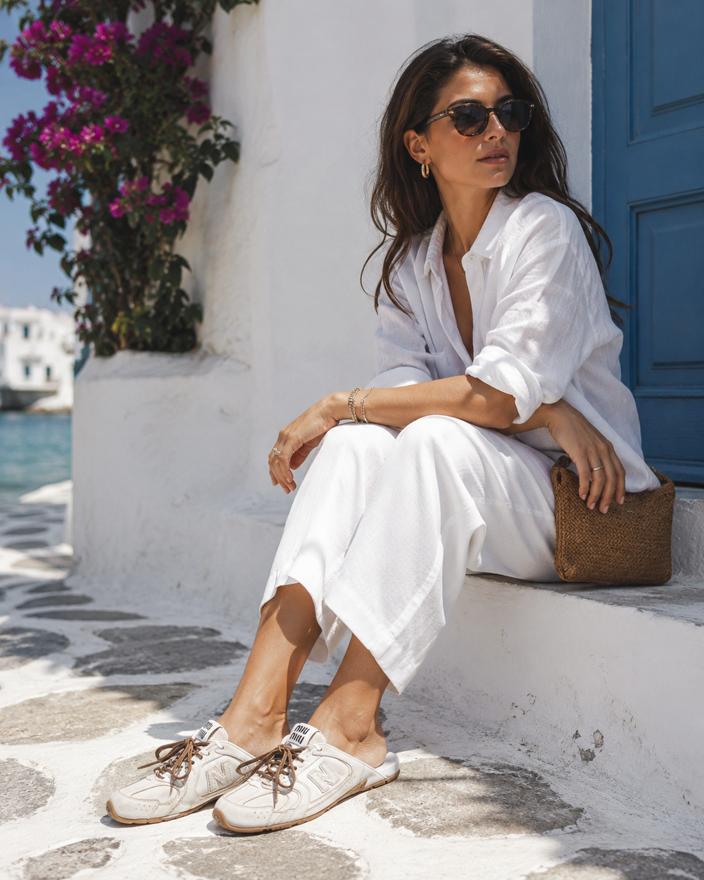 530 SL Mules - Cuir Blanchi & Semelle Gomme Blanc