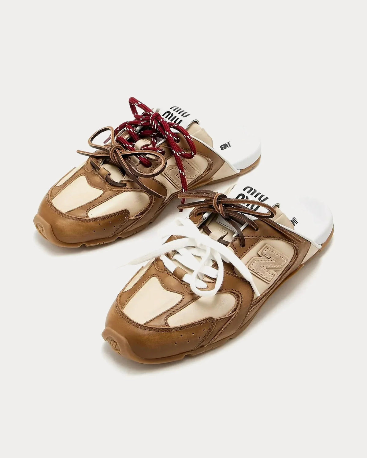 530 SL Mules – Cuir Blanchi & Semelle Gomme Cannelle Gris Travertin